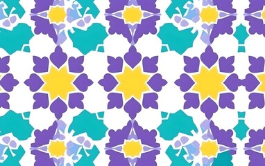 Obraz premium Vibrant Geometric Floral Pattern Seamless Texture