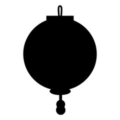 A Black Silhouette of a Traditional Asian Lantern with Tassel Decoration