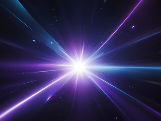 Fototapeta premium Galactic Light Explosion with Purple and Blue Rays in Deep Space, Sci-Fi Energy Burst AI