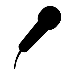 Simple black and white illustration of a classic wired microphone design