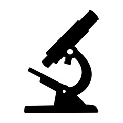 Silhouette of a microscope, a scientific instrument for small object viewing