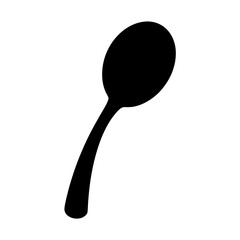 Simple black silhouette of a spoon on a white background image