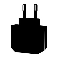 Black silhouette of an European electrical plug for charging electronic devices