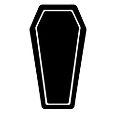 Minimalist black coffin with white outline on a white background illustration