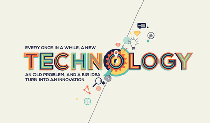 Technology quote in modern typography. Technology concept.
