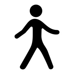Stylized icon of a walking person with outstretched arms and legs