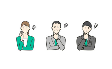 人物 困った表情をしたビジネスマン ベクターイラストセット素材