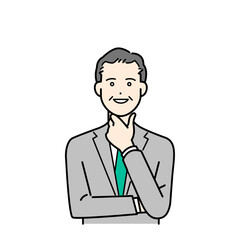 明るい表情の管理職 50代ビジネスマン ベクターイラスト素材