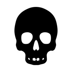 Stylized Black Skull Icon Graphic Isolated on White Background Symbolizing Death