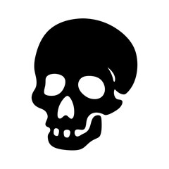 Stylized Black Skull Icon Graphic Isolated on White Background Symbolizing Death
