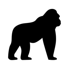 Silhouette of a Mountain Gorilla Standing Tall, Depicting Strength and Majesty