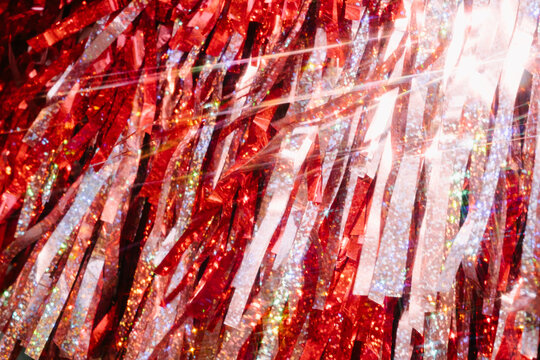 Red Backdrop Tinsel Curtain in the sunlight