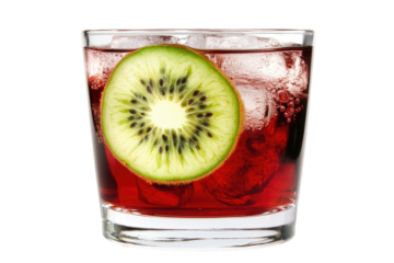 Refreshing red drink with kiwi garnish