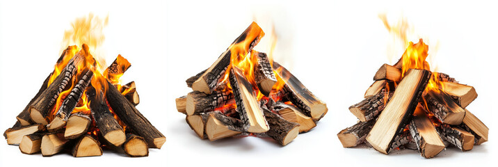 Vibrant campfire with logs burning brightly, creating warm and inviting atmosphere