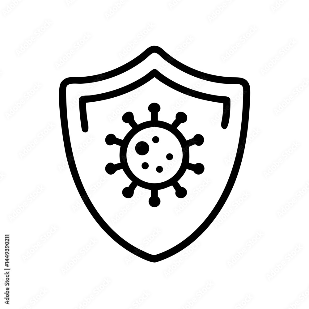 Poster shield with virus immunity on transparent background for web and graphic design