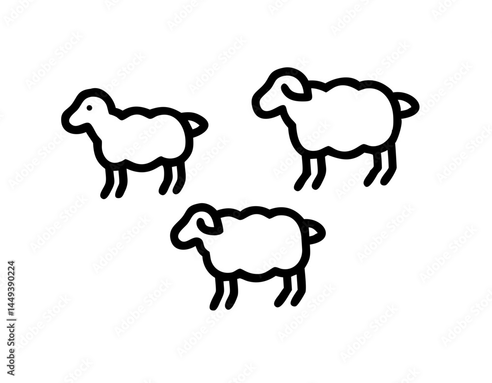 Poster sheep multiple poses on transparent background for web and graphic design