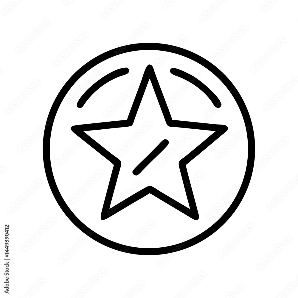 Aufkleber star in a circle achievement award on transparent background for web and graphic design