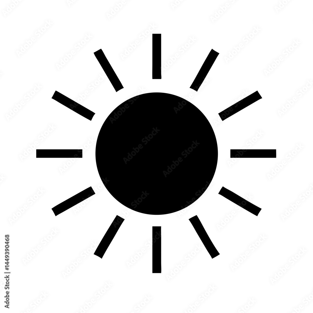 Poster sun with rays energy positivity silhouette on transparent background for web and graphic design