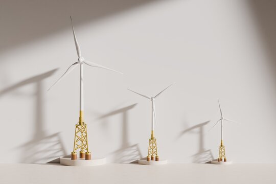 Three scaled wind turbine models in a row

