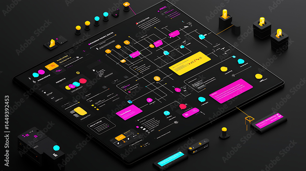 Aufkleber a colorful diagram of a computer system with a yellow box in the middle