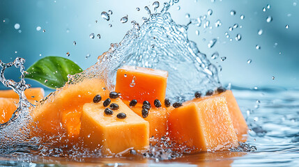 A bunch of watermelon slices are floating in a pool of water