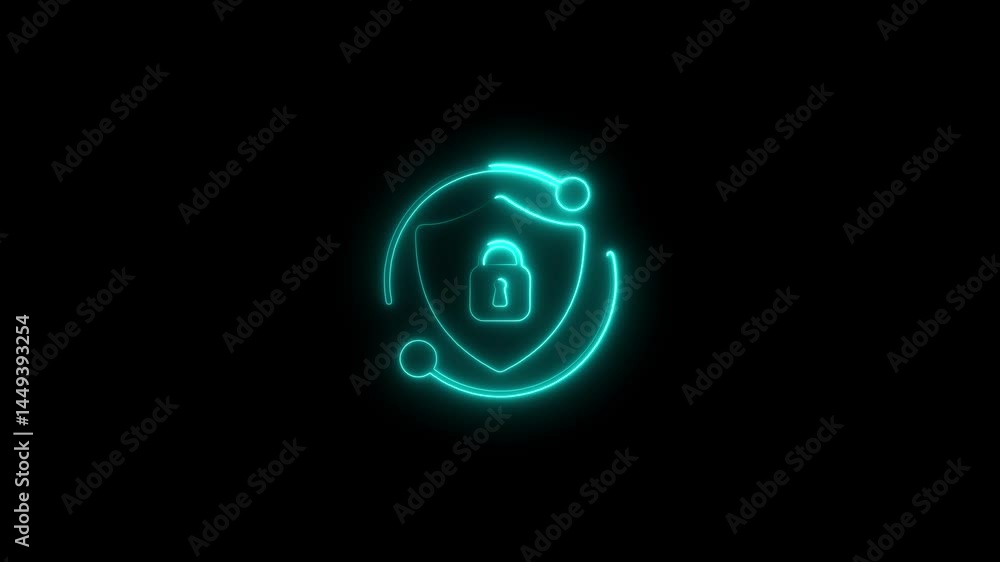 Aufkleber illuminated shield and lock icon representing digital security and data protection