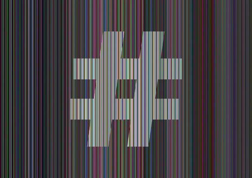 Glitch Style Linear Techno Pattern Hashtag Symbol