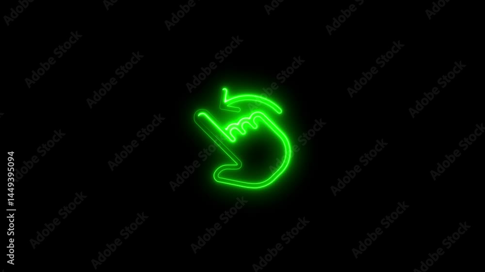 Poster illuminated neon swipe gesture animation on black background for digital interfaces