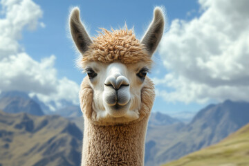 Obraz premium stunning of llamas and alpacas in breathtaking high-altitude landscapes of andes.