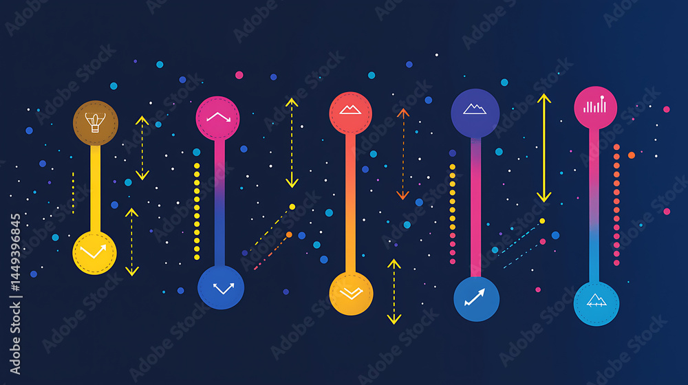 Poster a colorful image of a series of arrows pointing in different directions