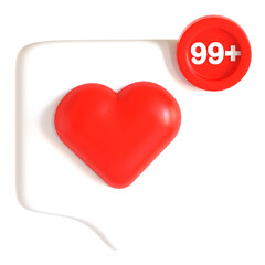 love notification 3d icon illustration