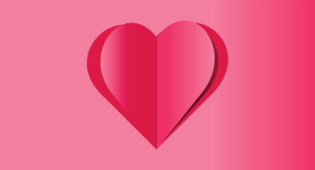 3D Paper Cut Style Pink Heart Vector Illustration on Gradient Background for Love, Romantic Greeting, and Mother’s Day Card