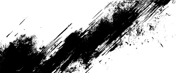 Vector rough black and white texture with distressed grunge paint brush stroke 