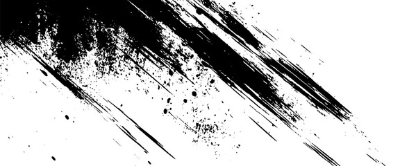 Vector rough black and white texture with distressed grunge paint brush stroke 