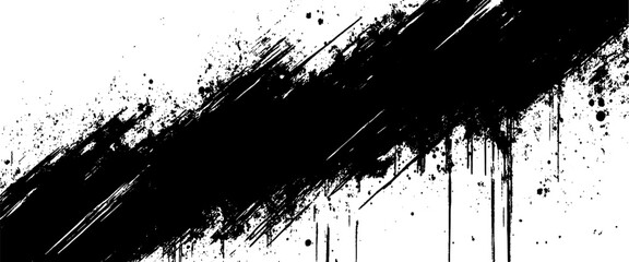 Vector abstract black paint brush stroke with Ink texture 