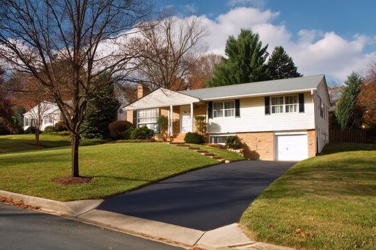 Charming Split Level Home in Suburban Maryland with Lush Lawn and Welcoming Driveway