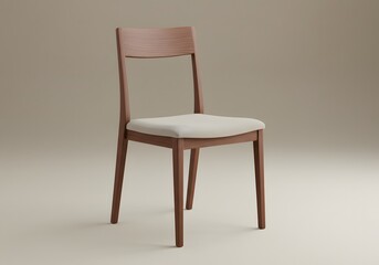 Beige upholstered dining chair on light beige background