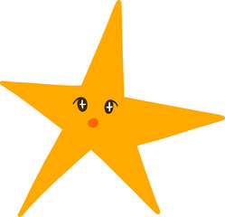 Yellow Star with Blushing Cheeks and Curious Eyes
