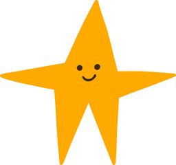 Smiling Yellow Star with Simple Black Eyes
