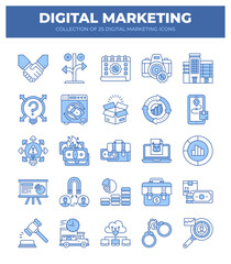 Collection of 25 Digital Marketing Icons. A Guide to Modern Business Strategies