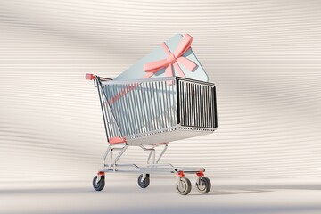 Shopping cart with oversized gift card