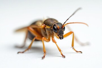 Close-up of single insect on plain white background, small, photography, macro