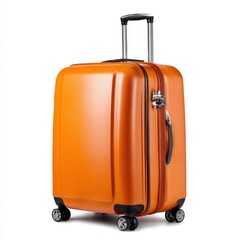 Orange suitcase  isolated on white background