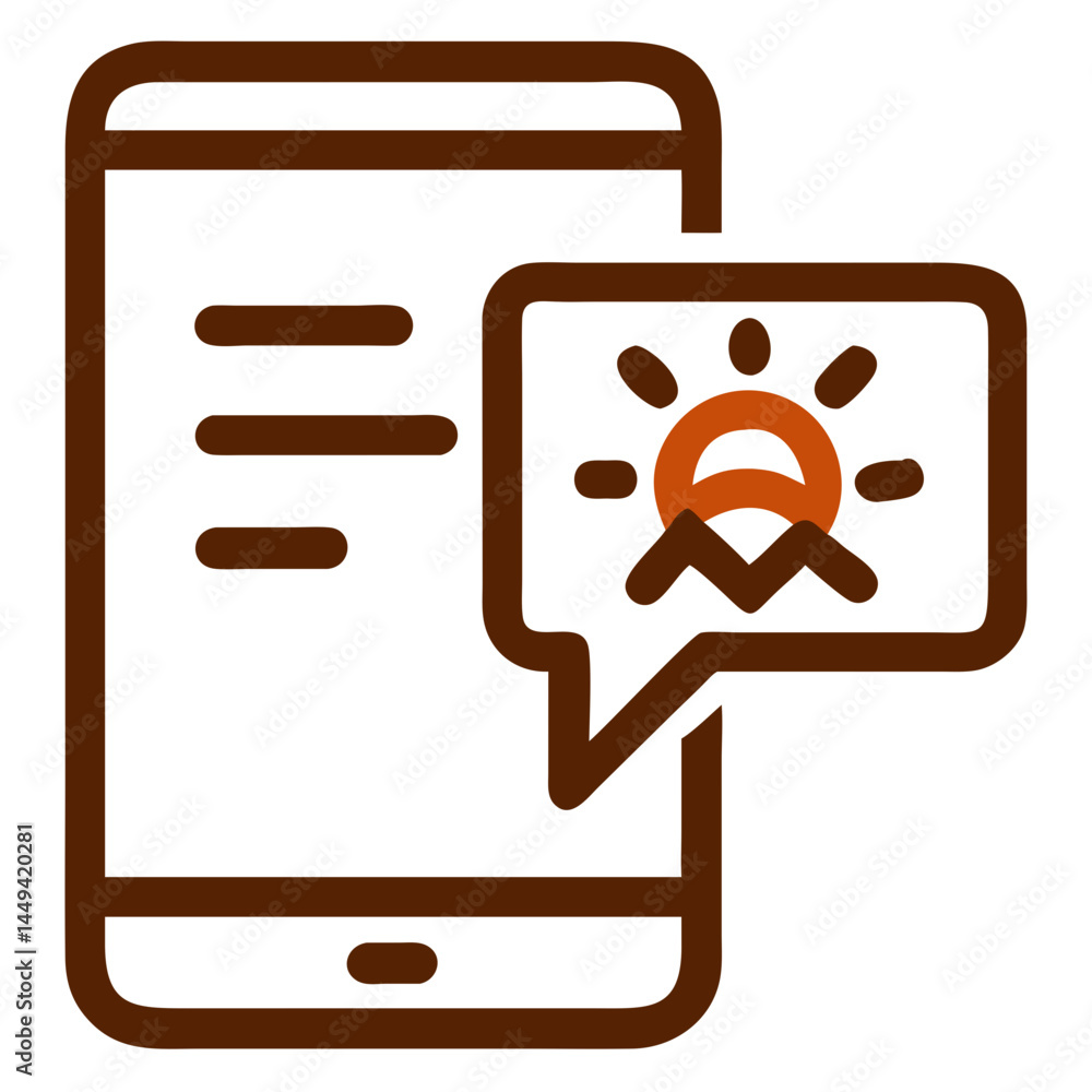 Poster notification icon displaying a sunrise message on a smartphone