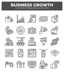 Collection of 25 Business Growth Icons: Boost Your Business with Visuals