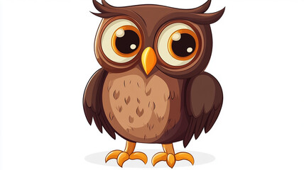 Fototapeta premium Cartoon owl character isolated on white background
