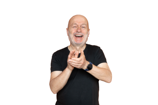 A man laughing and applauding