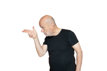 A man making a gun gesture with his fingers