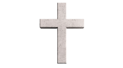 Simple White Stone Religious Cross Symbol, cut out transparent
