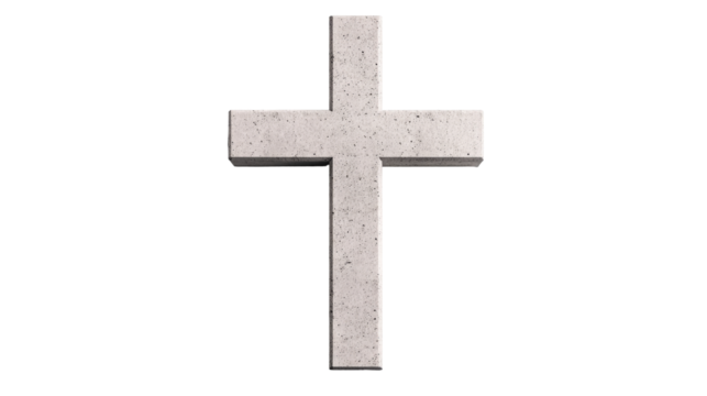 Simple White Stone Religious Cross Symbol, cut out transparent